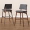 Baxton Studio Colton Dark Gray Upholstered and Walnut-Finished Wood Bar Stool, PK2 152-9248 - alternate 2